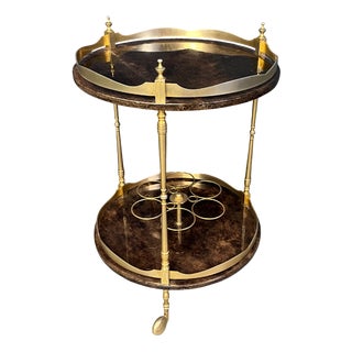 Italian Lacquered Goatskin and Parchment Serving Bar Cart from Aldo Tura, 1960s For Sale