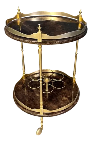Italian Lacquered Goatskin and Parchment Serving Bar Cart from Aldo Tura, 1960s