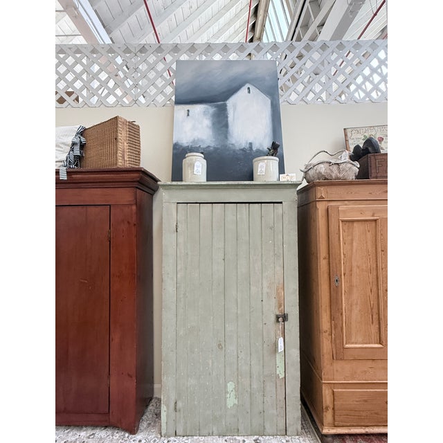 Farmhouse Antique 19th Century Painted Pine Pantry Cabinet For Sale - Image 3 of 13