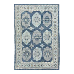 Allover Designed Modern Wool Rug Turkish Oushak in Blue