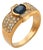 Vintage Sapphire Diamond 18k Yellow Gold Ring, Size 6 For Sale