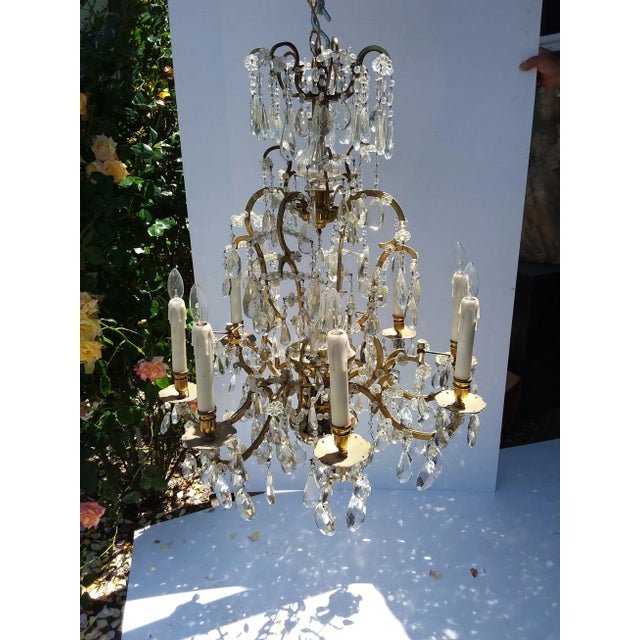 Bagues Style Gilt Brass and Highly Beaded Chandelier With Bottom Section That Lights Up For Sale - Image 13 of 13