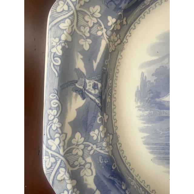 Cream Early 20th Century Blue and White English Ironstone Serving Platter For Sale - Image 8 of 12
