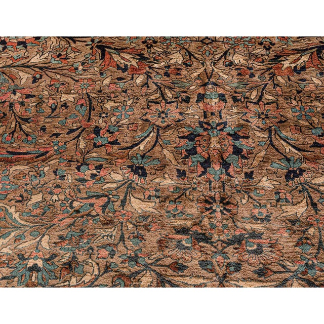 Aqua Antique Persian Kashan Rug For Sale - Image 8 of 8