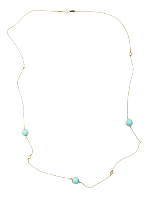 Tiffany & Co Color by the Yard Sprinkle Turquoise Diamond 750 Solid Gold Long Necklace