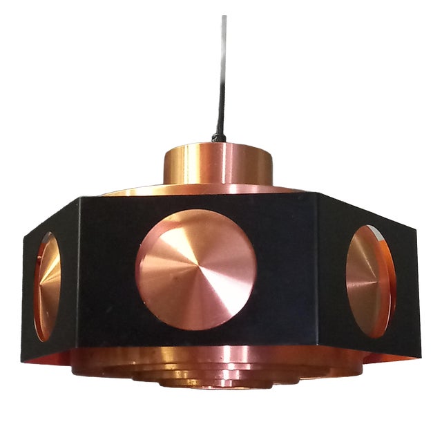 Vintage Space Age Copper Ceiling Lamp by Birger Hammerstad, 1960 For Sale
