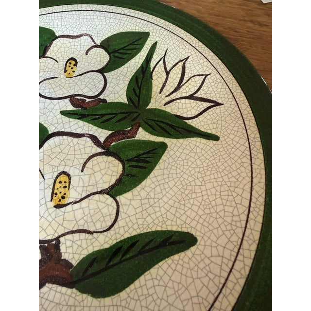 Large Vintage Majolica Magnolia Serving Platter Hartman Studios of Los Angeles, California For Sale - Image 4 of 10