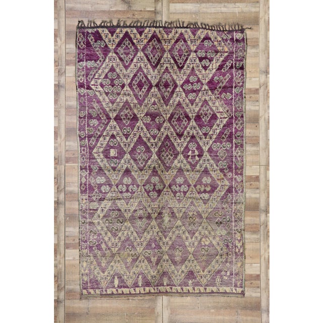 Purple Vintage Berber Boujad Moroccan Rug - 06'10 X 10'10 For Sale - Image 8 of 9
