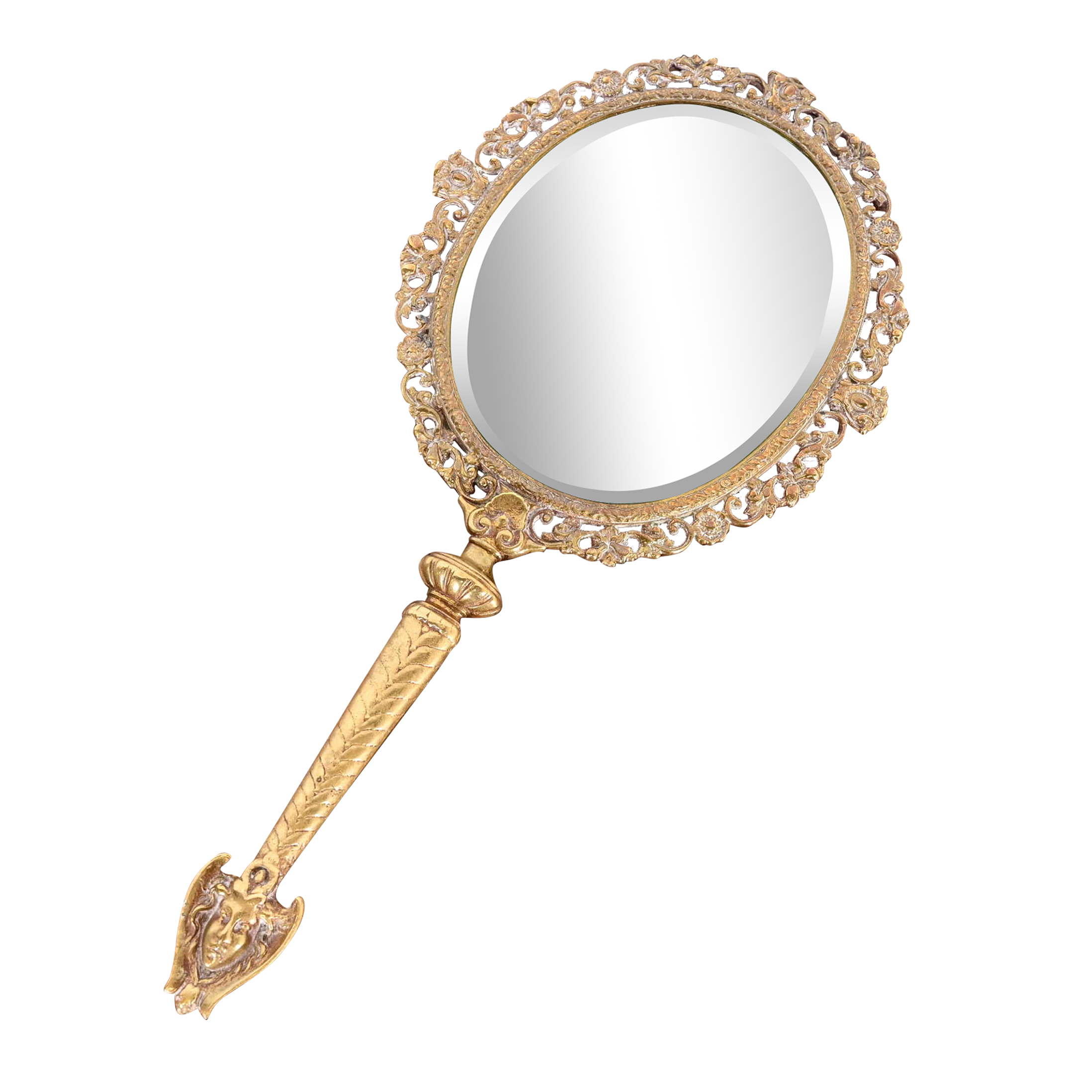 Antique Tiffany & Co. Bronze Doré Medusa Vanity Hand Mirror, Circa