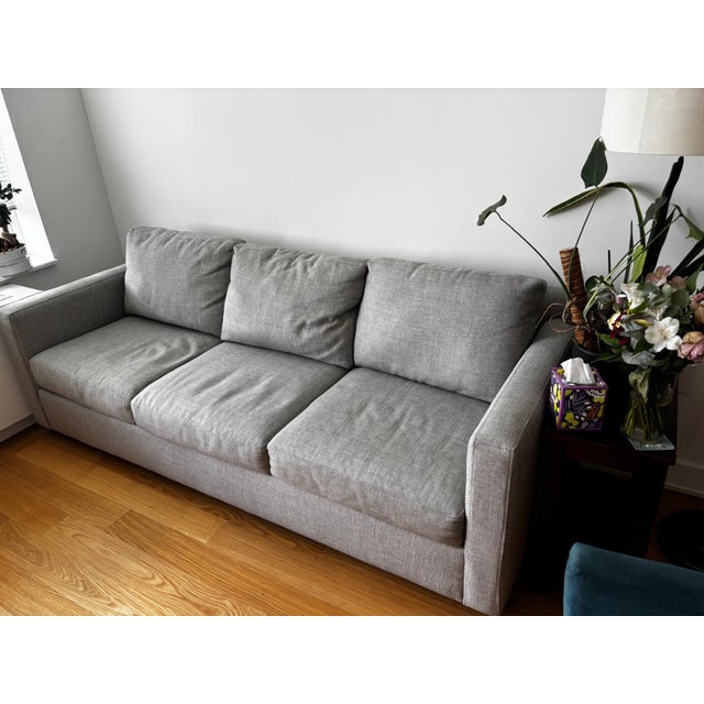 Mid-Century Modern Crate & Barrel Like New Gray Sofa - Only 6 Months Old For Sale - Image 3 of 5
