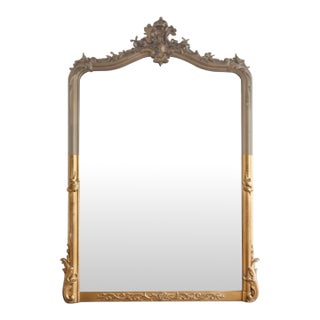 19th-Century French Louis XV Giltwood and Beveled Mirror For Sale