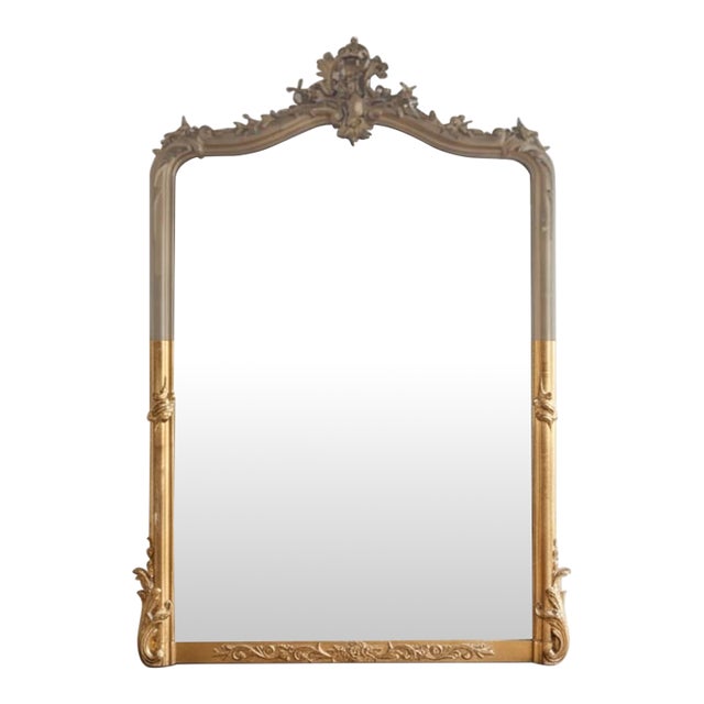 19th-Century French Louis XV Giltwood and Beveled Mirror For Sale