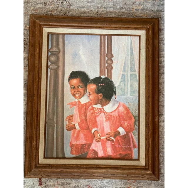 Wood Vintage Contemporary Artist Donald Nolan's "Grandma's Mirror" Signed Reproduction on Canvas For Sale - Image 7 of 10