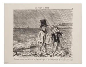 Honoré Daumier, Parisians Receiving A Grain, Lithograph, 1852