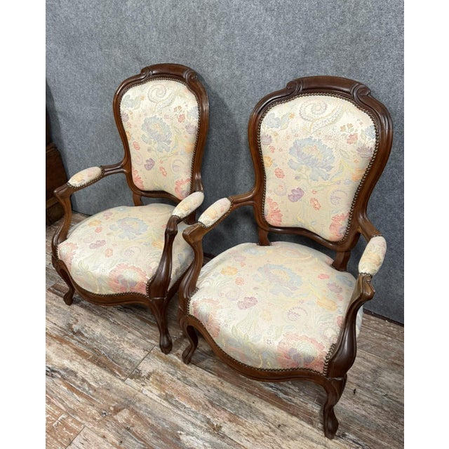 Napoleon IIII Mahogany Armchairs, 1850s, Set of 2 For Sale - Image 3 of 6