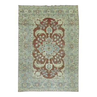 Late 20th Century Fancy Burgundy Persian Tabriz Rug - 7' x 9'7" For Sale