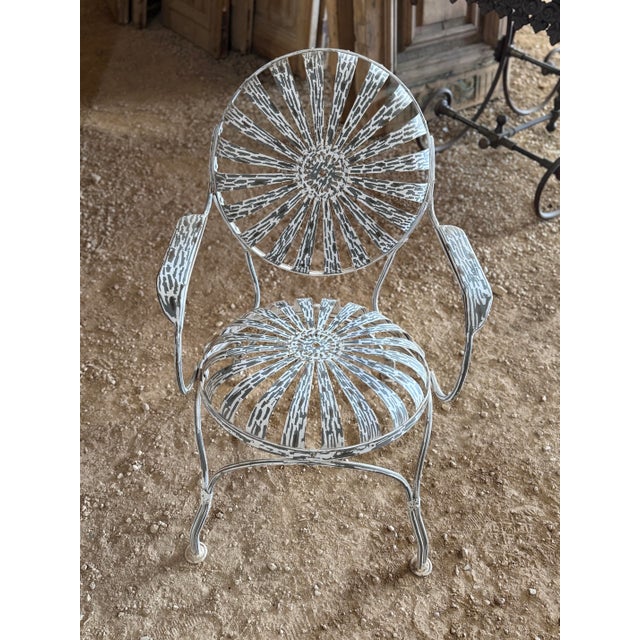 Arras France Button Bottom Hand Wrought Garden Chair For Sale - Image 4 of 6