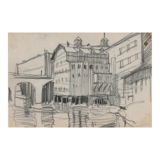 1930s Norman Kent New England Cityscene For Sale