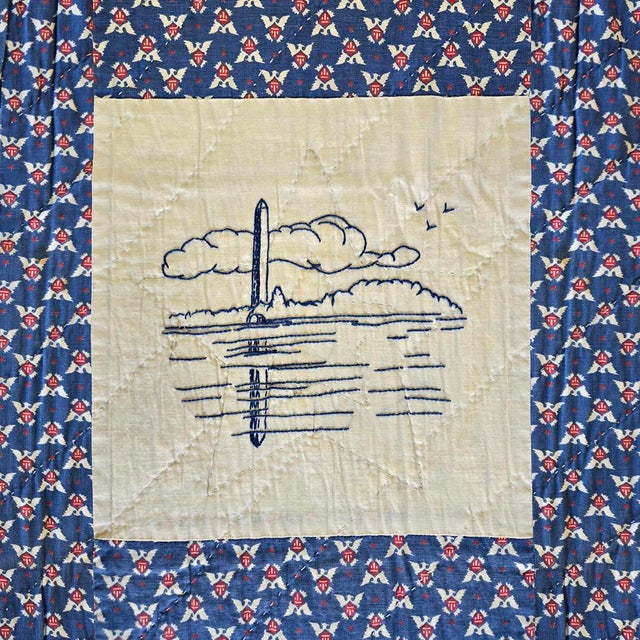 Hand-Embroidered 1950s Patriotic Quilt For Sale - Image 15 of 18