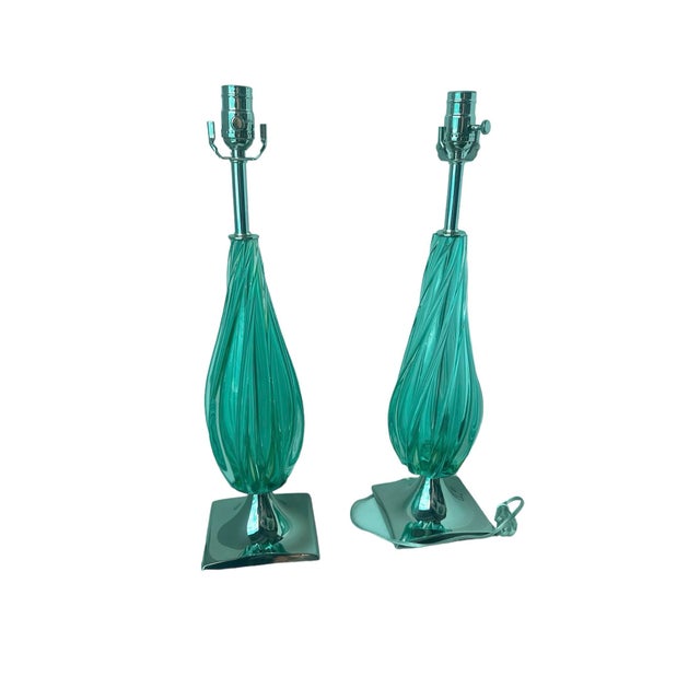 Glass 1960s Murano Table Lamps - a Pair For Sale - Image 7 of 8