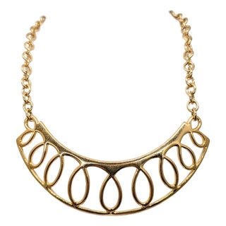 Vintage 1980s Signed Monet Looped Bib Necklace For Sale