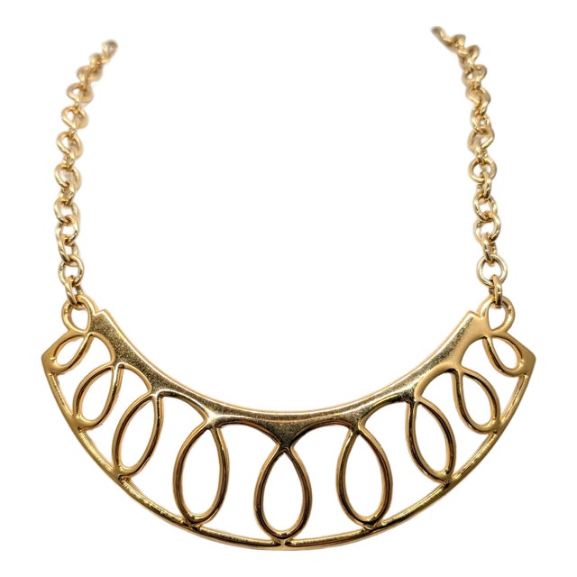 Vintage 1980s Signed Monet Looped Bib Necklace For Sale