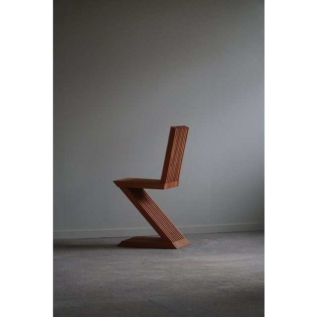 Scandinavian Sculptural Zig Zag Chair in Pine, 1980s For Sale - Image 15 of 18