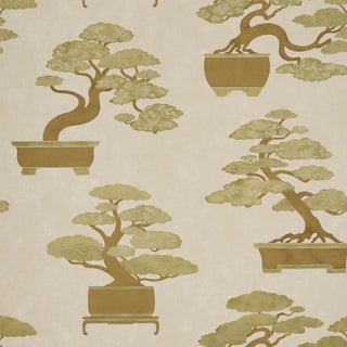 Sample - Schumacher Bonsai Tree Wallcovering In Neutral For Sale