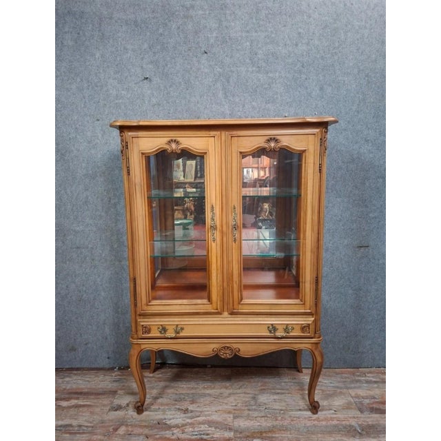 Vintage Louis XV Cherrywood Display Cabinet For Sale - Image 4 of 9