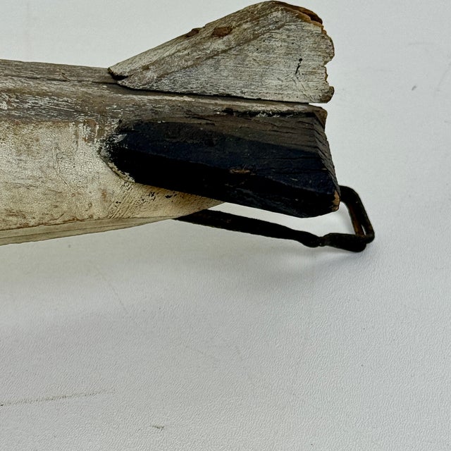 White Vintage Primitive Folk Art Handmade Wooden Propeller Airplane, Home Accent Decor For Sale - Image 8 of 13