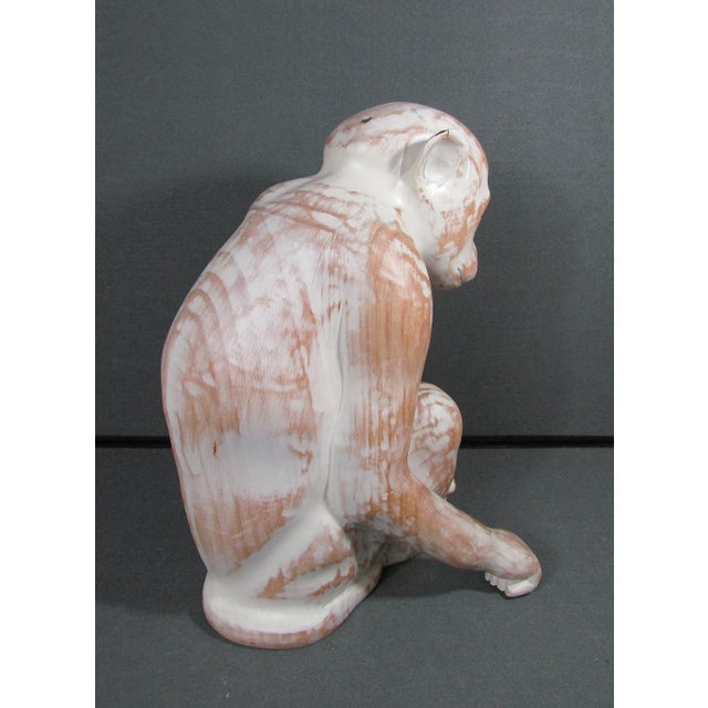 1970s Sarreid Ltd. Spanish Carved Wood Sitting Monkey Sculpture Circa 1970s For Sale - Image 5 of 18