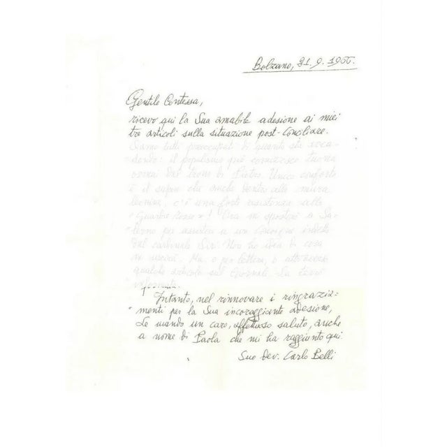 L.a.s. Addressed to countess letizia pecci blunt. Bolzano, september 21, 1966. 1 page 20 x 29 cm in perfect condition with...