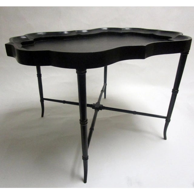 19th Century Papier Mâché Scalloped Hand Painted Tray Table For Sale In Savannah - Image 6 of 13