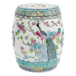 Chinese Famile Rose Porcelain Garden Seat For Sale