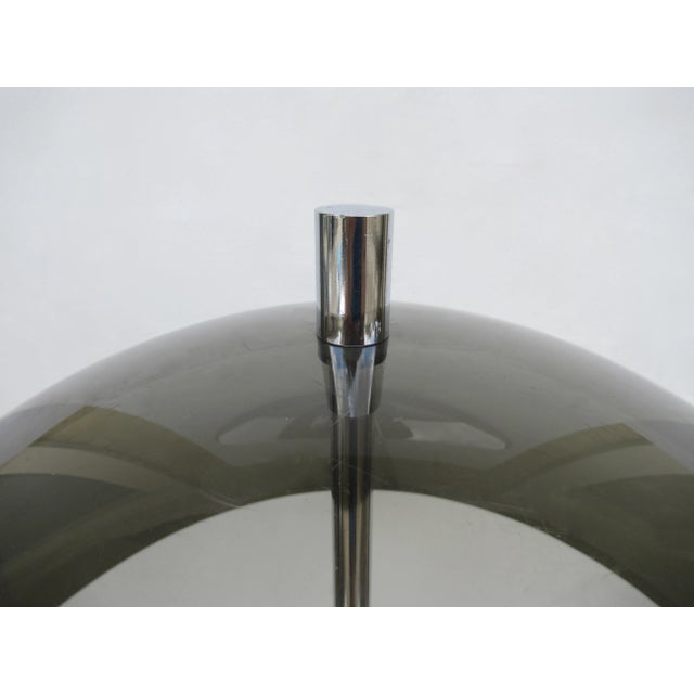 1960's Mid-Century Modernist Space Aged Smoked Lucite and Chrome Mushroom Table Lamp For Sale - Image 9 of 13