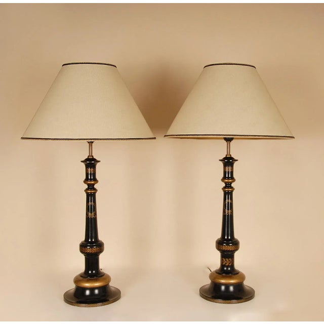Vintage Tradidional English Table Lamps Black and Gold Column Table Lamps Style: English, Vintage, Victorian, Mid Century,...