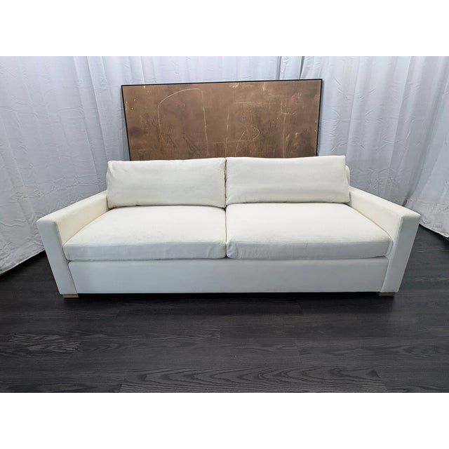 Rh Belgian Track Arm 2-Cushion Sofa – 8' Luxe Depth Natural Performance Linen Weave | Down-Feather Fill For Sale - Image 17 of 18