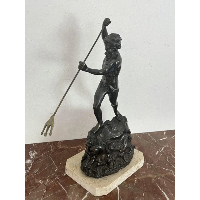 Metal Large Mid-Century Bronze Sculpture of Neptune For Sale - Image 7 of 9