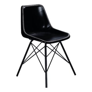 Inland Leather Side Chair, Black For Sale