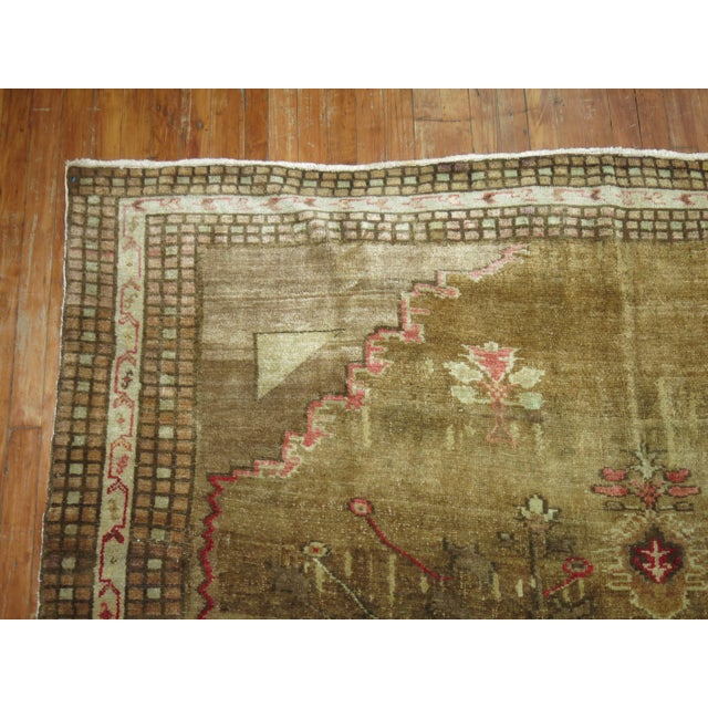 Brown Double Medallion Mid-20th Century Turkish Rug For Sale - Image 4 of 6