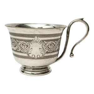 Late 19th Century Victorian Era Silver Plate Fancy Tea-Cup