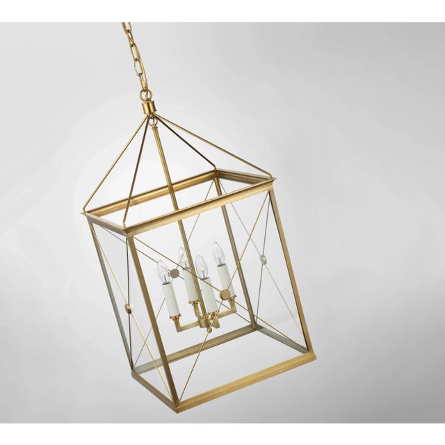 Visual Comfort Julie Neill for Visual Comfort Signature Rossi Medium Lantern in Antique-Burnished Brass with Clear Glass For Sale - Image 4 of 6