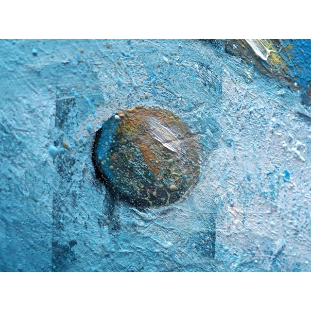 Early 21st Century Uniqueness Is a Solo Trip by Andreas Claussen | Oil on canvas Astronaut holding a unicorn float in water For Sale - Image 5 of 5