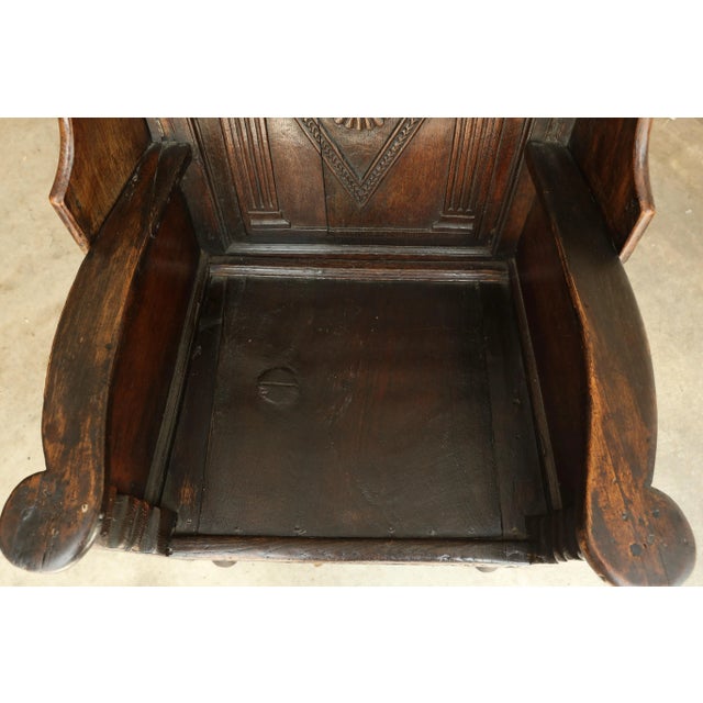 18th-Century Georgian Oak Wainscot Manor Chair For Sale - Image 6 of 10
