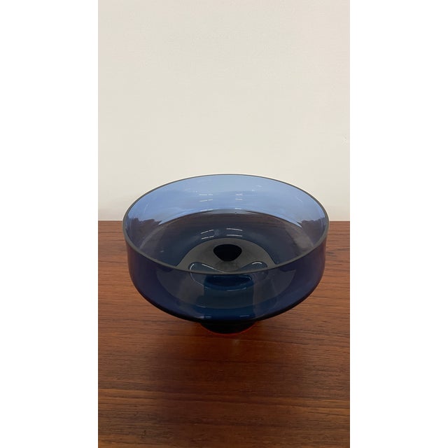 Blue and Green Art Glass Bowl attributed to Bo Borgström for Åseda Glasbruk, Sweden, 1960s For Sale - Image 6 of 9