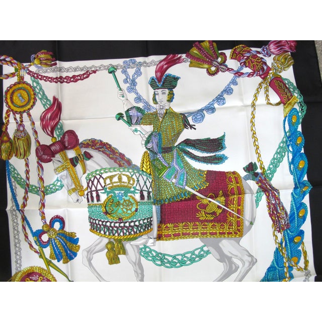 Vintage Hermès "Le Timbalier" square silk scarf (carré 90) designed by Marie-Françoise Héron, first issued in 1961,...