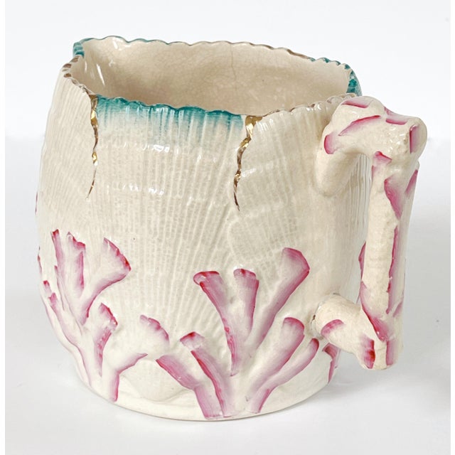 Antique 19th C Majolica Shells & Seaweed Pitcher Cream, Large 7 1/4" Tall C1880 For Sale In Houston - Image 6 of 7