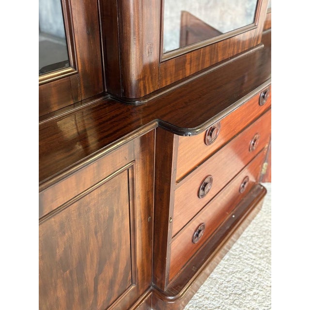 Brown Antique Victorian Mahogany Three-Door Bookcase, 1880 For Sale - Image 8 of 10