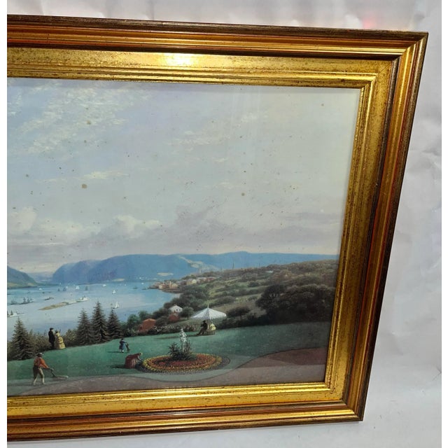 Realism Vintage Framed Print of Newburgh by Hudson of Park Overlooking the River For Sale - Image 3 of 6