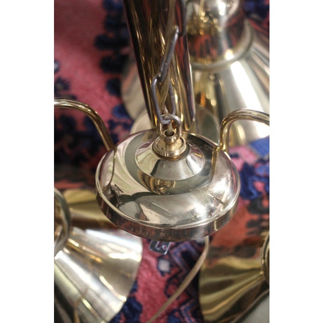 1980s Brass Shade Light Fixture With 3 Lights For Sale - Image 13 of 14